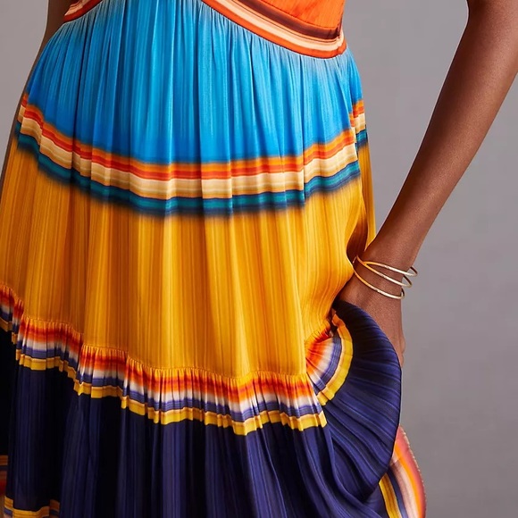 Anthropologie Tanvi Kedia V-Neck Colorblock Midi Dress - Picture 9 of 16
